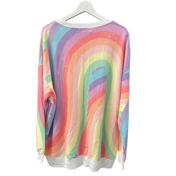 NWT Wildfox soleil stripes roadtrip sweatshirt rainbow size M - Picture 8 of 8